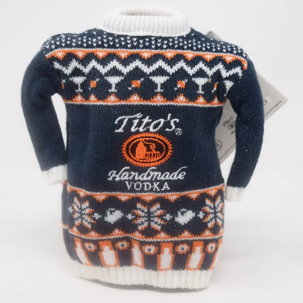 Titos Handmade Vodka Bottle Sweater Novelty Gift Wrap Pretty Ugly Holiday Cover